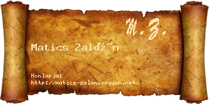 Matics Zalán névjegykártya