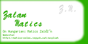 zalan matics business card
